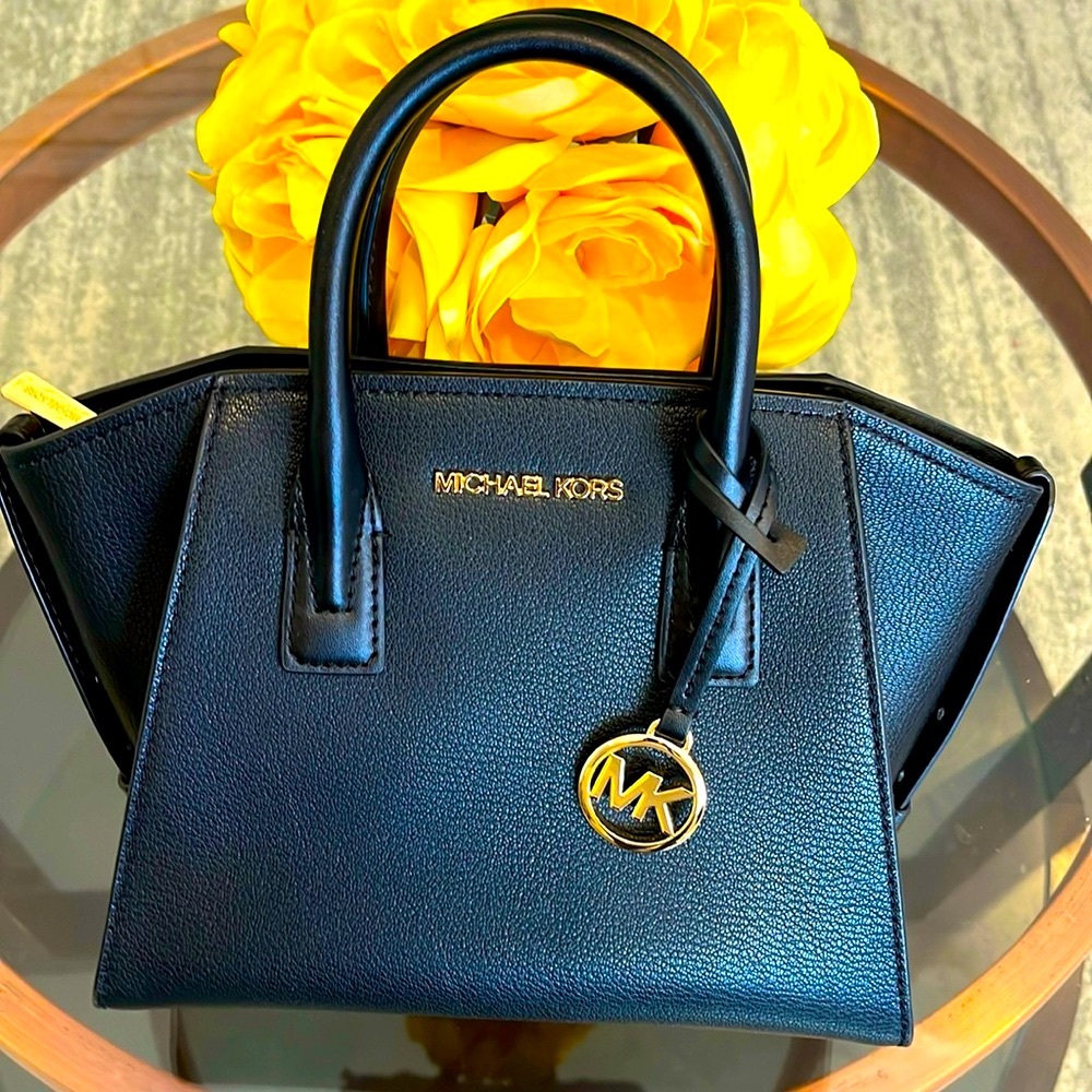 Beautiful Black Michael Kors Small Satchel Bag with gold trim